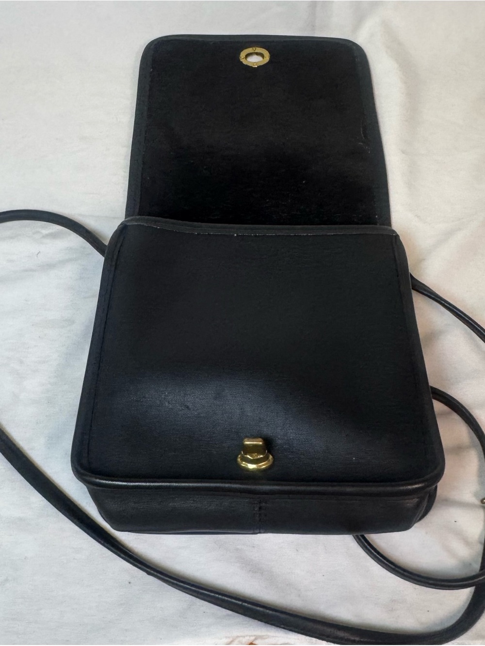 Vintage 1996 Coach 9620 Leather Compact Pouch /90s Black Crossbody Purse - Picture 7 of 9